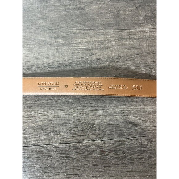 Men’s Size 38 Nordstrom Brown Real Dressy Leather Belt NEW - Picture 4 of 12